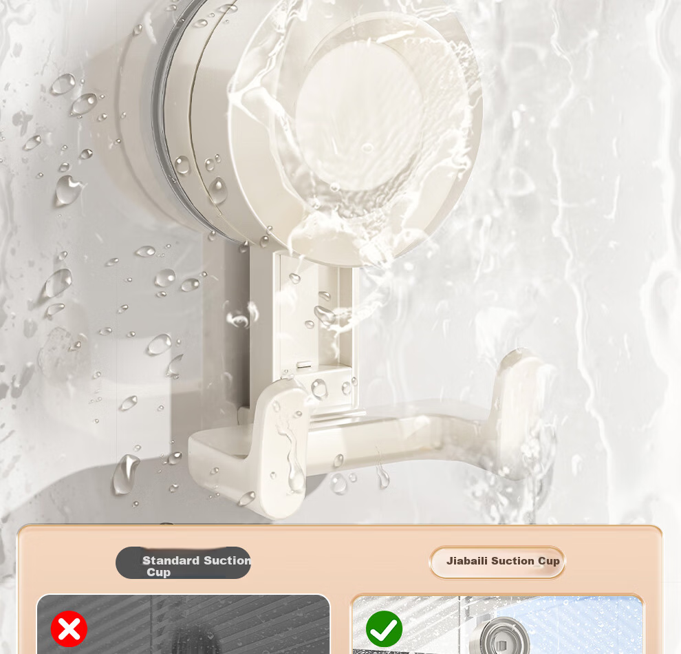 Jiabaili Suction Cup Kitchen Hook No Drilling Strong Load-Bearing Seamless Vacuum Double Hook for Door Bathroom Adhesive Hook Rack 14