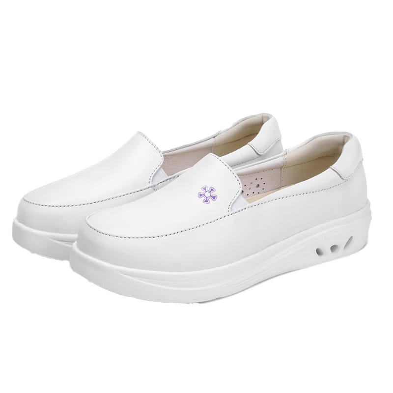 Bulan Ni Carbon Fiber Nurse Shoes Women Soft Sole Comfortable Breathable Non-Slip Long-Standing Medical Shoes G306 Purple Flower Size 37