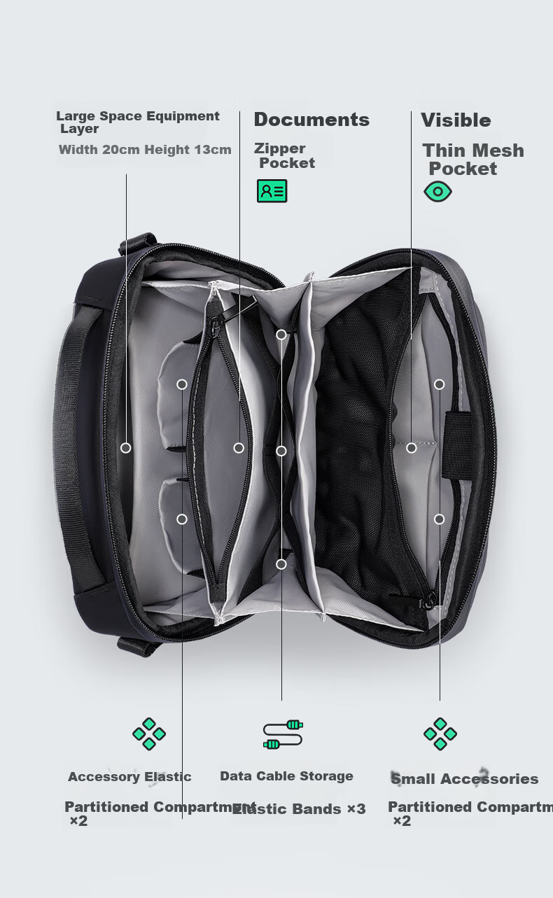 MARK RYDEN Men's Crossbody Bag Chest Bag Waist Bag Multifunctional Detachable Shoulder Strap Cycling Travel Backpack Large Capacity Shoulder Bag 8