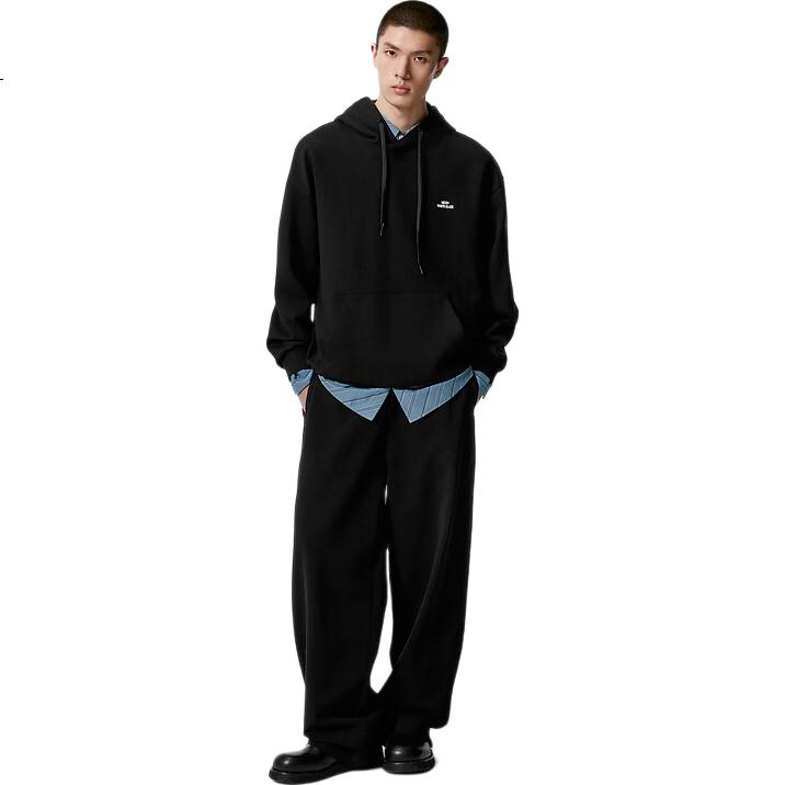 GXG Men's Simple Hooded Sweatshirt, New Autumn 2024 Product, Black, Size 170/M