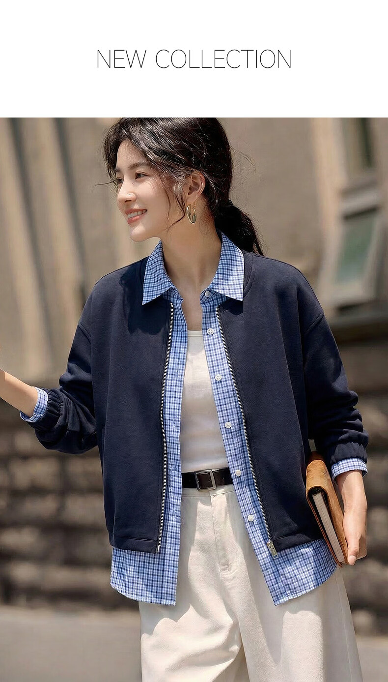 Demana [Smart Sense Academy] Autumn Cloud Cotton Fake Two-Piece Lapel Loose Slim Shirt Jacket for Women Premium Feel 1