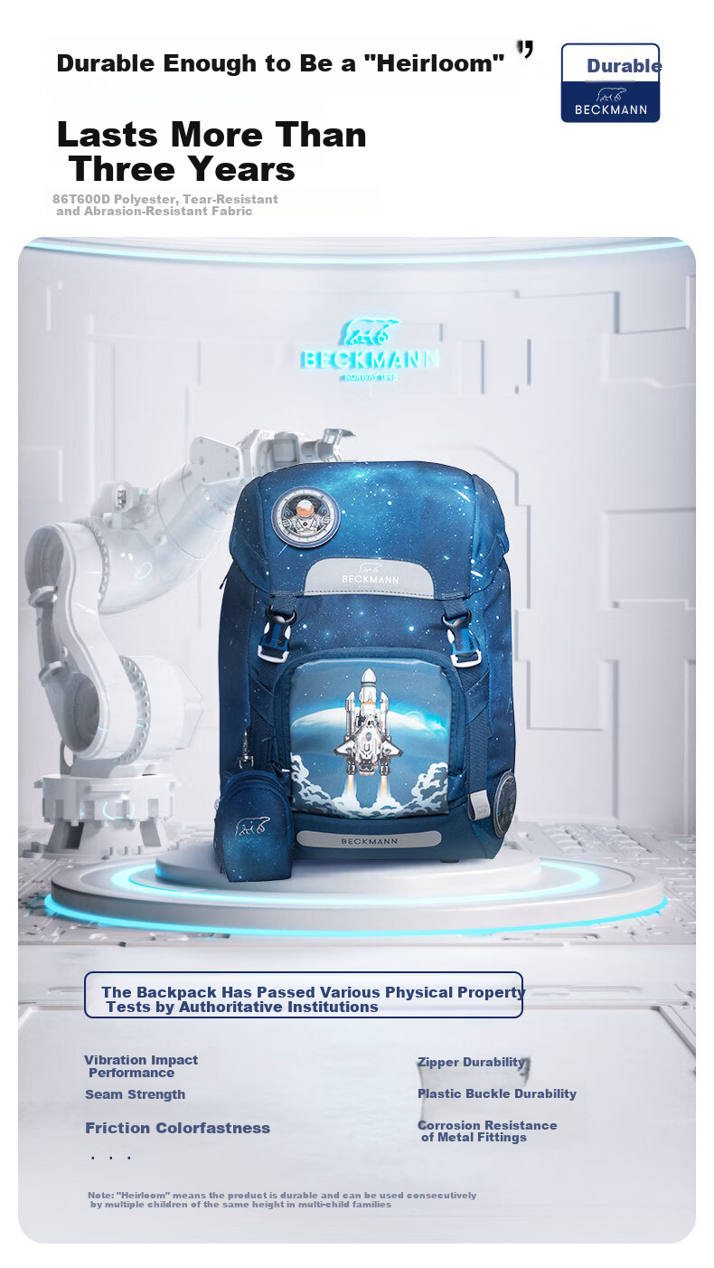 Beckmann Norwegian Primary School Student Spine Protection Large Capacity Backpack for Grades 1-3 Boys And Girls 16