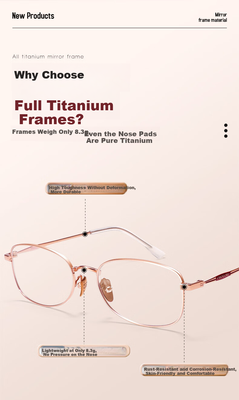 Sunset Red Pure Titanium Reading Glasses HD Blue Light Blocking Fashionable Premium E125M +1.50 Diopter 4