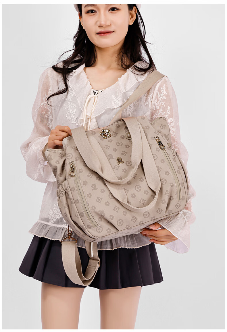 MONTAGUT Women's Large Capacity Tote Bag Luxury Crossbody Shoulder Bag Holiday Gift Khaki 12