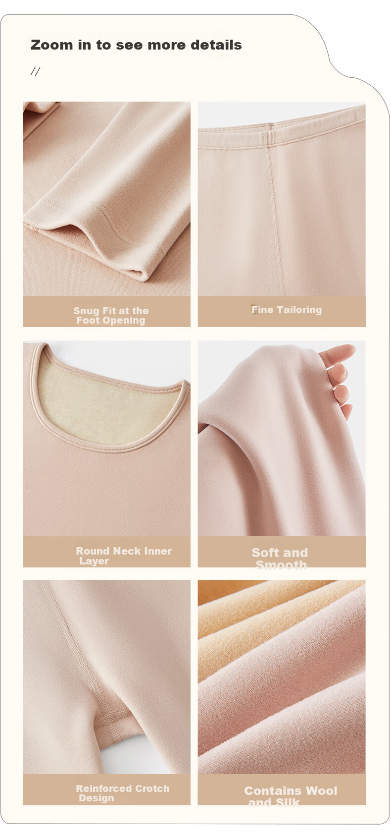 Yiershuang [Anti-Mite Deodorant] Autumn Winter Cashmere Silk Thermal Underwear Set 5A Antibacterial Women's Fleece-Lined Top and Bottom 12