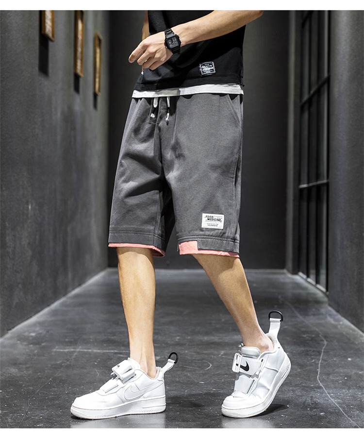 RED DRAGONFLY Men's Fashion Trendy Cotton Letter Embroidered Comfortable Breathable Wrinkle-Free Colorblock Casual Shorts 23