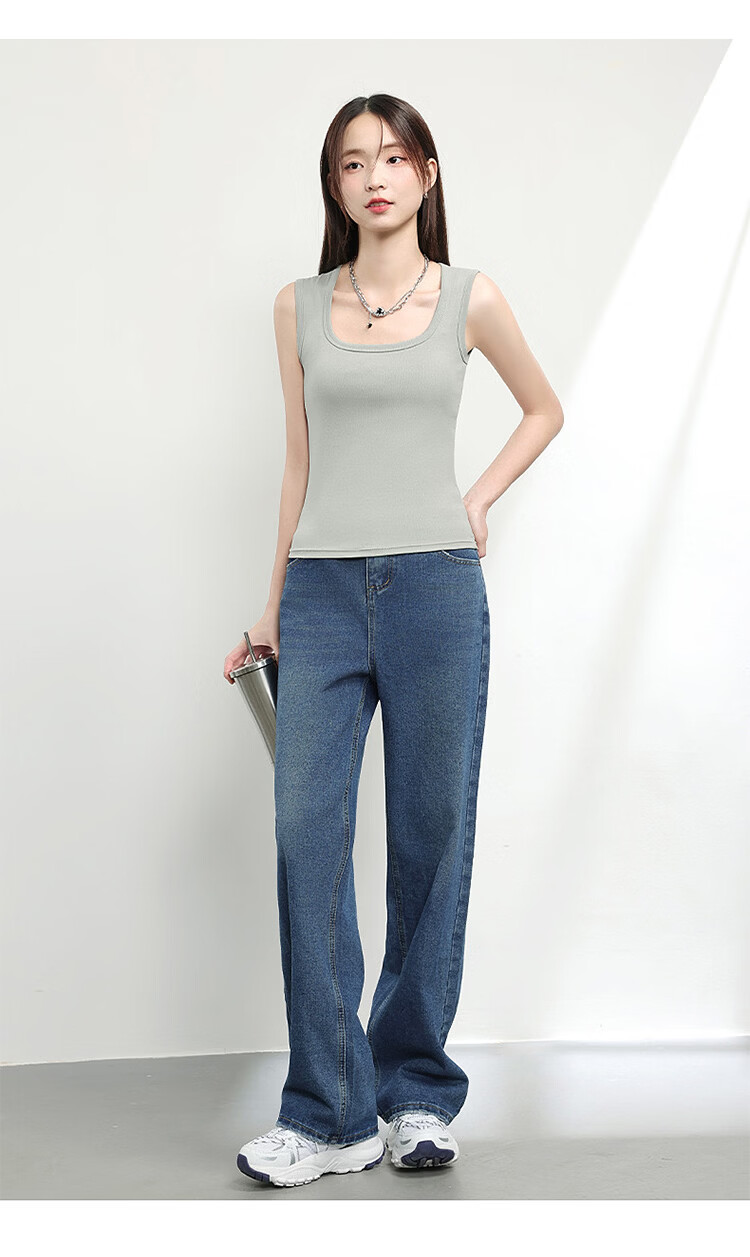 FitonTon Women's Ribbed Casual Slim Fit Tank Top, Comfortable and Versatile, Off-White + Heather Gray, Size L 13
