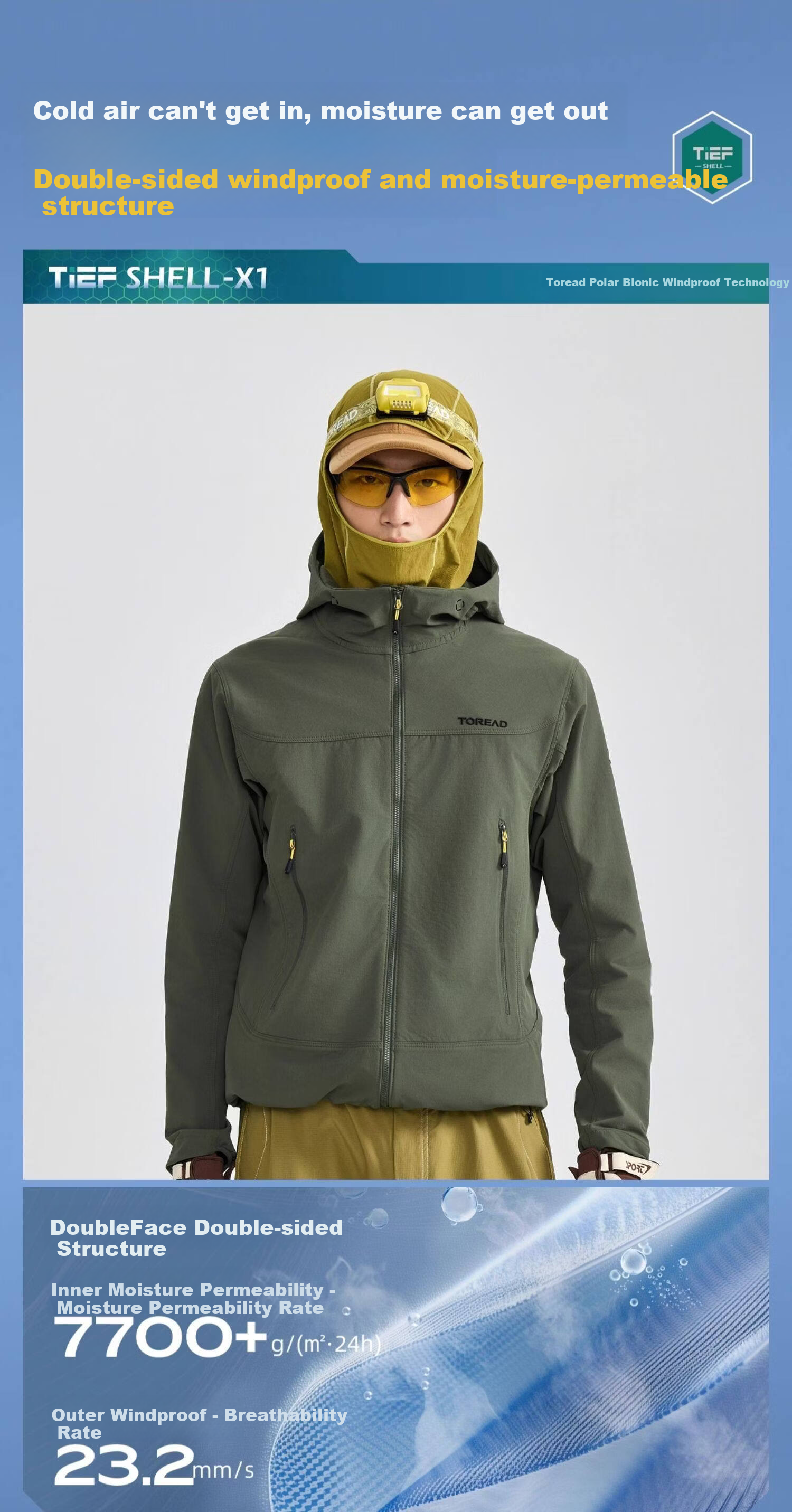 TOREAD Men's Outdoor Softshell Jacket CORDURA Abrasion-Resistant Windproof Fleece-Lined Mountaineering Coat TAEEAN91009 4
