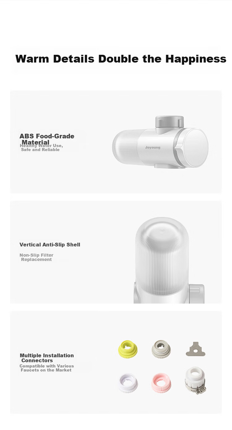 Joyoung Kitchen Faucet Water Purifier Pre-Filter Dual Outlet Washable Visible Filter Core JYW-RT1815 Single Core Pack 26
