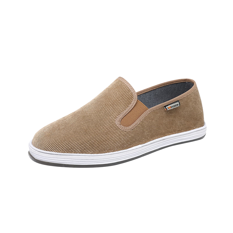 Yidisen Corduroy Authentic Old Beijing Cloth Shoes Men Khaki with Foot-Care Mugwort and Jute Size 41