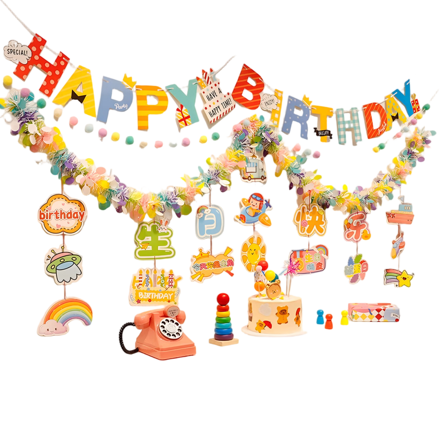 Ounizi Birthday Scene Decoration, Girl's Birthday Balloon Props, Atmosphere Setup, Party Decorations, Happy Banner Package