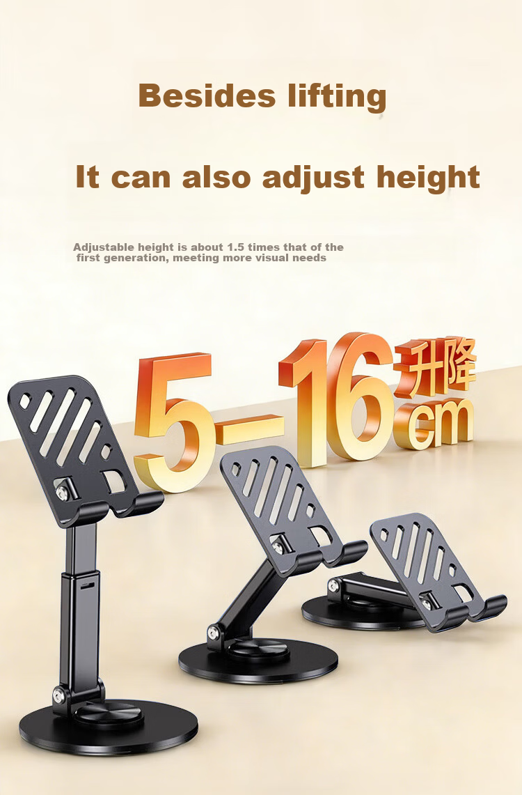 Kewo Adjustable Carbon Steel Mobile Phone Stand Desktop iPad Tablet Holder Bedside Lazy Stand Metal Live Streaming Multi-Functional Foldable Portable 360° Rotatable 8