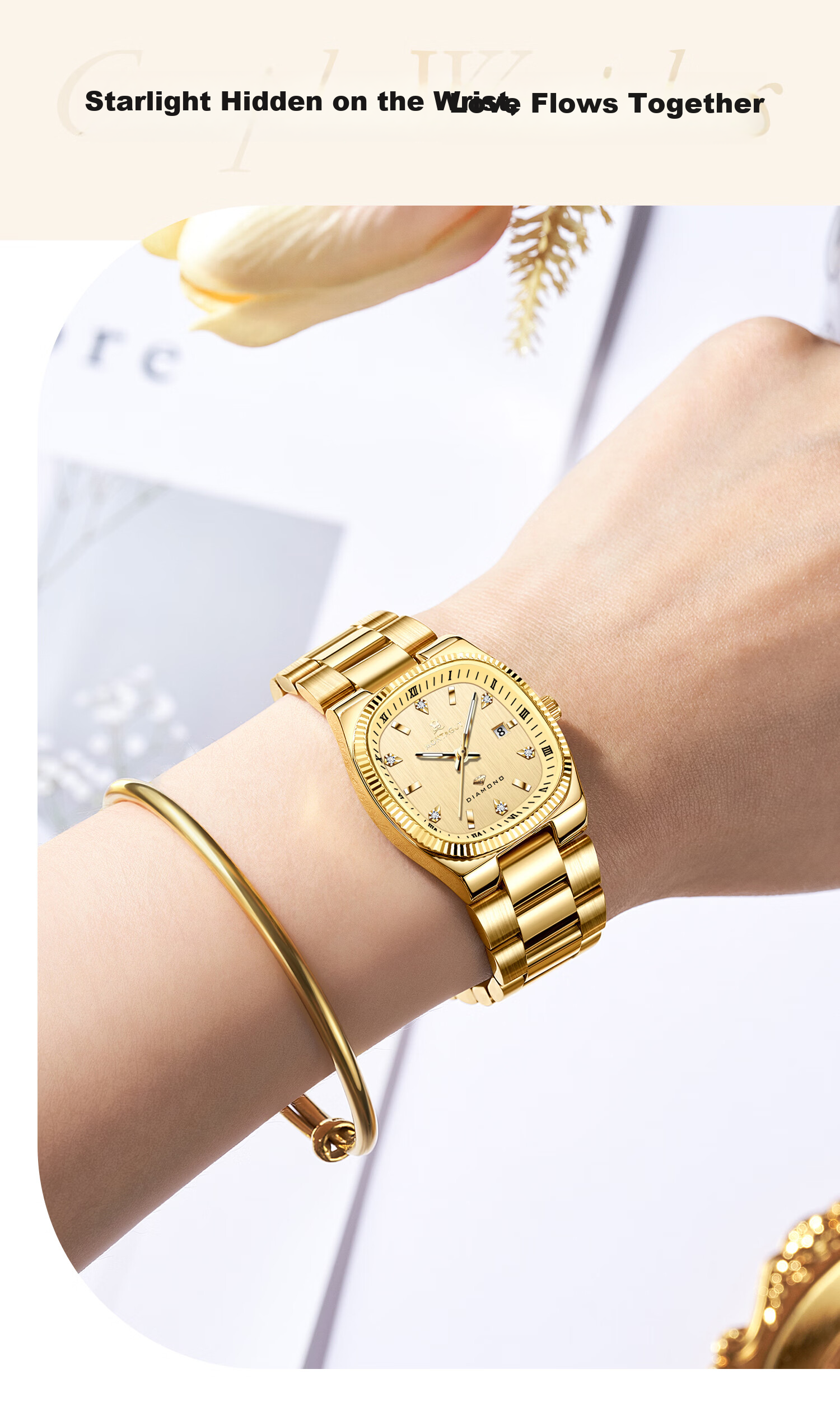 MONTAGUT Luxury Diamond-Studded Fashion Waterproof Couple's Business Watch for Men and Women - Spring Festival Gift 12