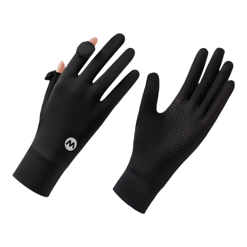 Chegui Mu Ice Silk Sunscreen Gloves for Women Summer Thin UV Protection Driving Cycling Non-slip Two-Finger Touchscreen Riding Gloves