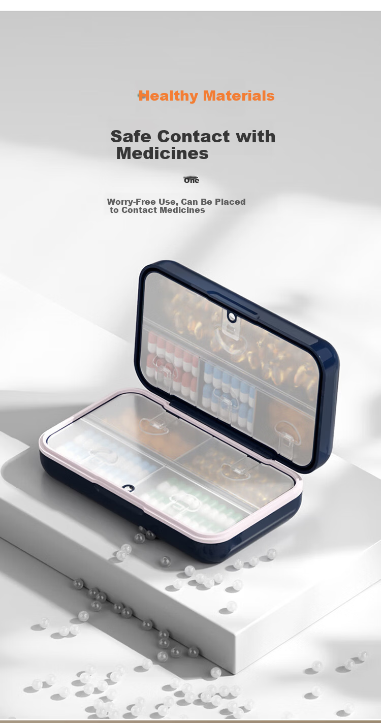 Daisy Leaf Large Capacity Sealed Pill Organizer 14 Compartments Morning and Evening Weekly Medicine Storage Box Portable Medicine Case 6