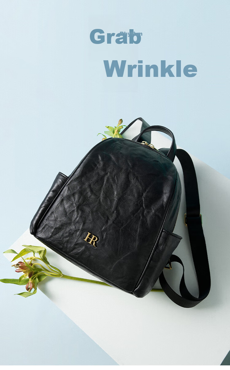 HRHR First Layer Cowhide Vintage Multi-Pocket Women's Backpack Casual Travel Bag Women's Day Gift 2