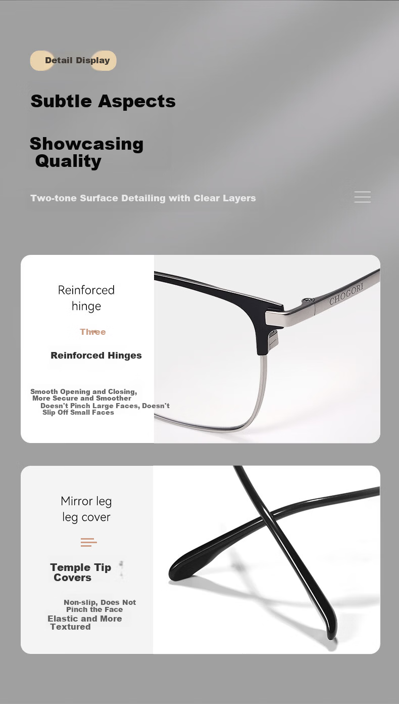 Sunset Red Pure Titanium Reading Glasses HD Blue Light Blocking Fashion Business Premium Brand E213Q 150 Degree 9