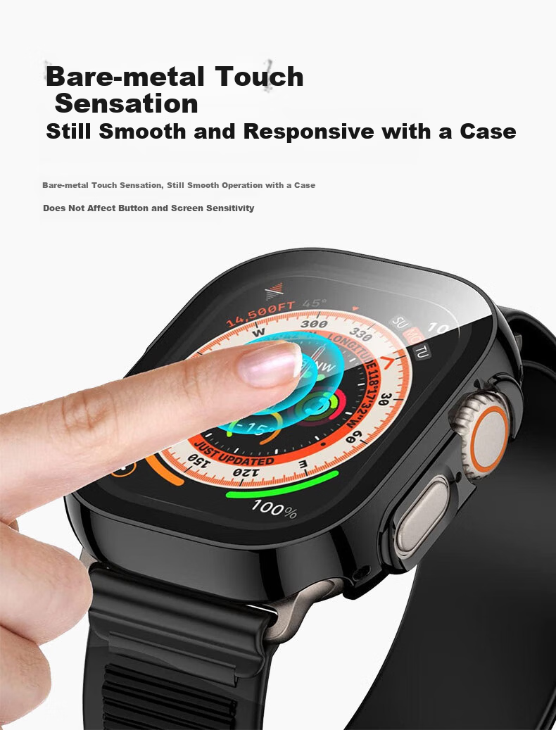 KMaxAI Apple Watch Ultra 3 Protective Case and Screen Protector 2nd/1st Gen Integrated Tempered Glass Film for Apple Watch Ultra 3 49mm Transparent Protective Cover 6