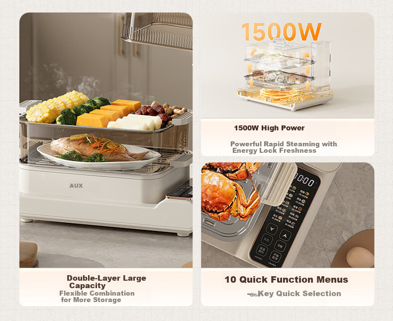AUX 20L Large Capacity Multifunctional Double-Layer Electric Steamer with External Water Tank ADZ-30AZX-258C 3