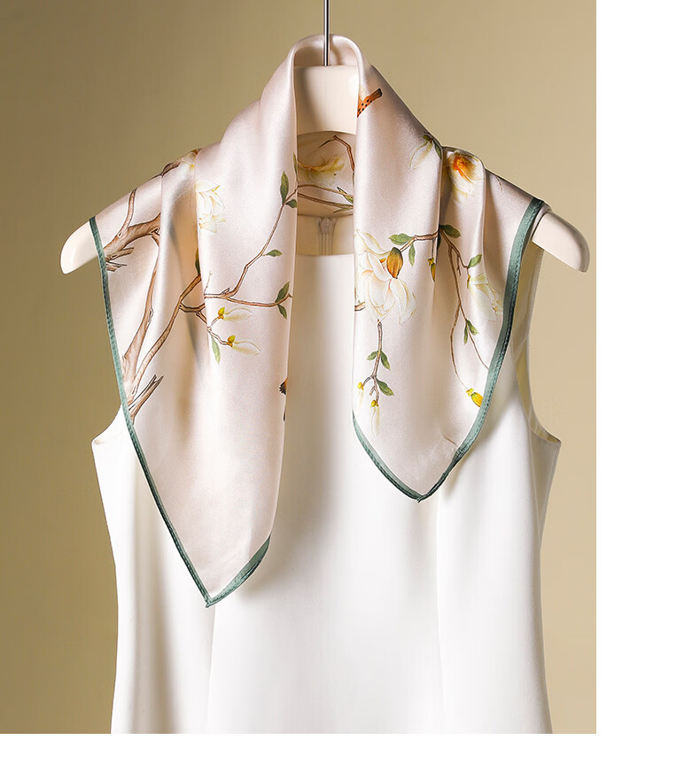 Hangsilu Silk Scarf for Women, Square Silk Scarf, Mulberry Silk, Chinese Style, Outer Wear, Birthday Gift, Mid-Autumn Festival Gift for Mom, Best Friend, Elders 13