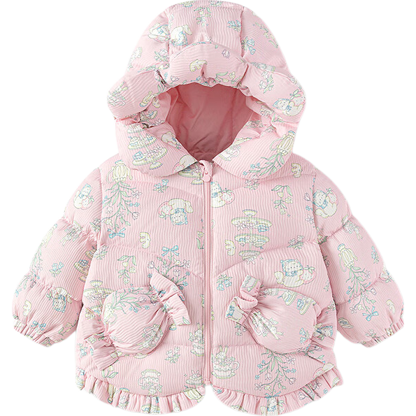 BALABALA Children's down Jacket for Girls, 2025 New Winter Thickened Coat, Warm Baby Outerwear, Nordic Style for Little Girls