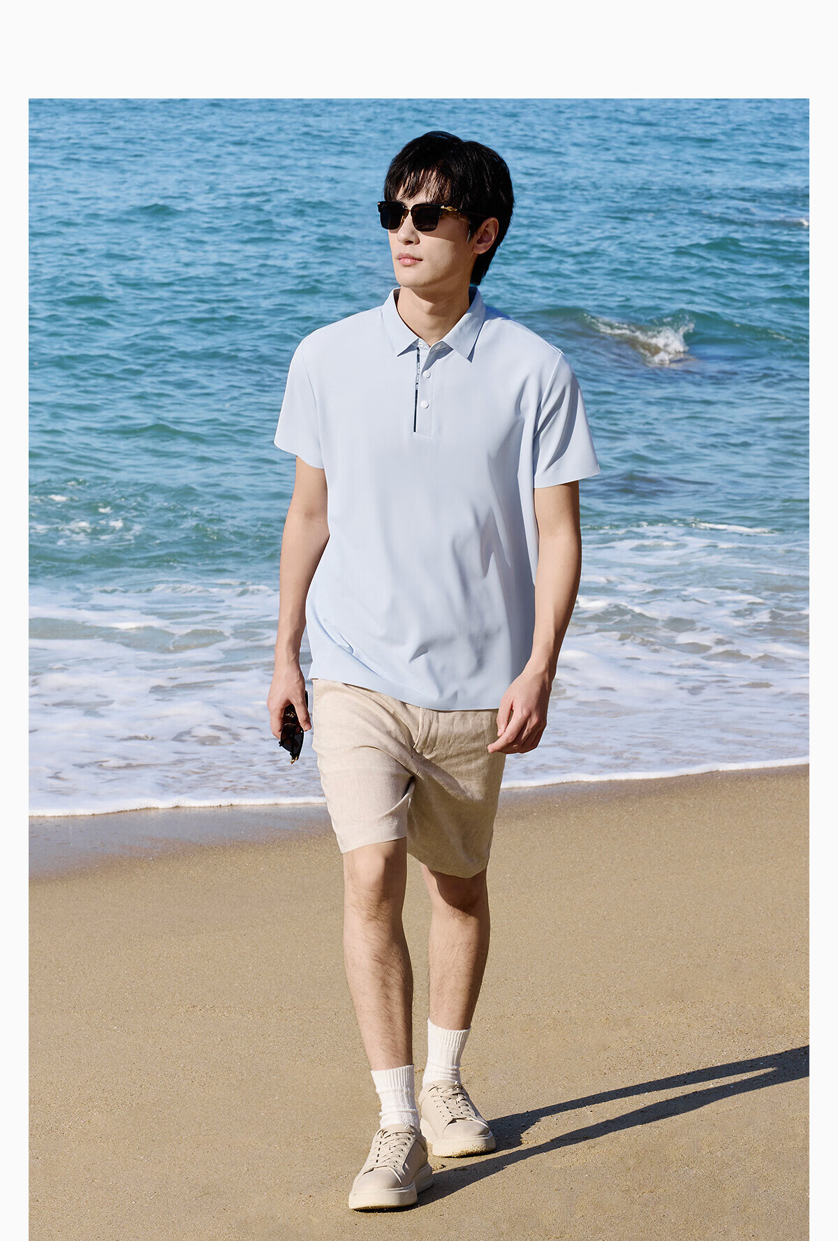 Hodo Men's Cooling Ice Skin 7A Antibacterial Sports Pressure Glue Placket Sun Protection Short Sleeve Polo Shirt 17