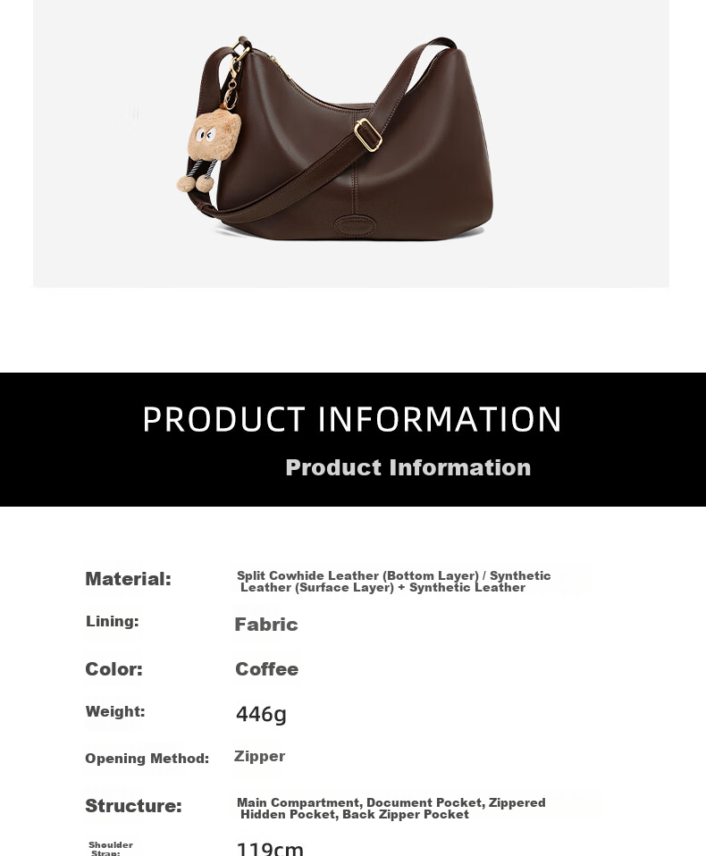 C.BANNER Genuine Leather Women's Shoulder Bag Crossbody Bag Lightweight Luxury Versatile Underarm Bag Birthday Gift for Girlfriend Wife 5