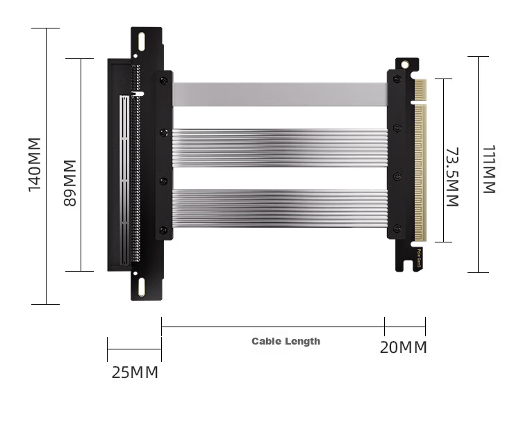 MOGE PCIE 4.0 Graphics Card Extension Cable, Adapter Cable, PCIE X16 to X16 Connection Cable, 180-Degree Vertical Installation, No Damage, 20CM, MC22324 8