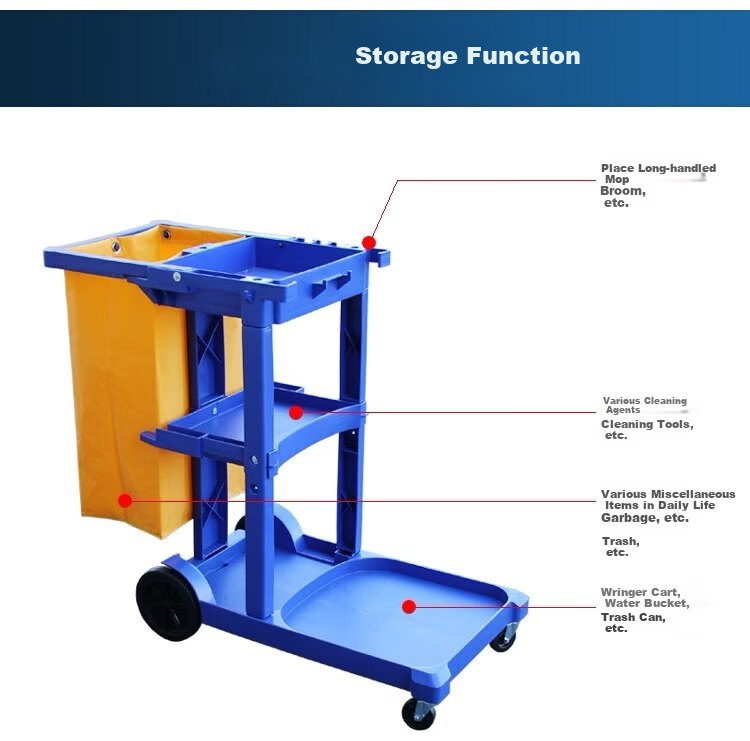 Studio Multi-Functional Cleaning Cart Janitorial Cart Property Mall Hotel Room Cleaning Cart Multi-Purpose Push Cart Gray 3
