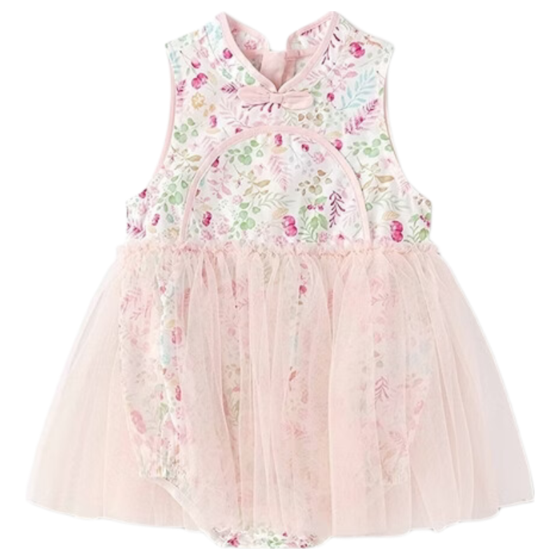 Balabala [balaOne] Baby Romper Infant Toddler Girls Triangle Bodysuit 2026 Summer Sweet Cute