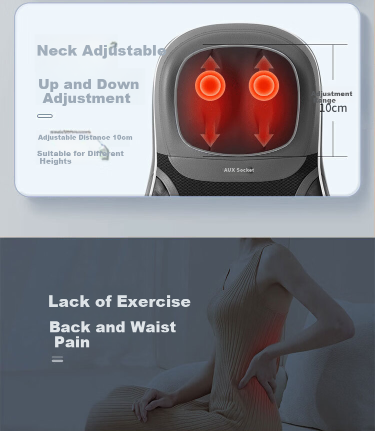 AUX 12D-K500 Massage Cushion Seat Pad Neck Massager Shoulder Waist Back Straight Rail Massager Gift for Parents and Girlfriend Birthday Holiday 8