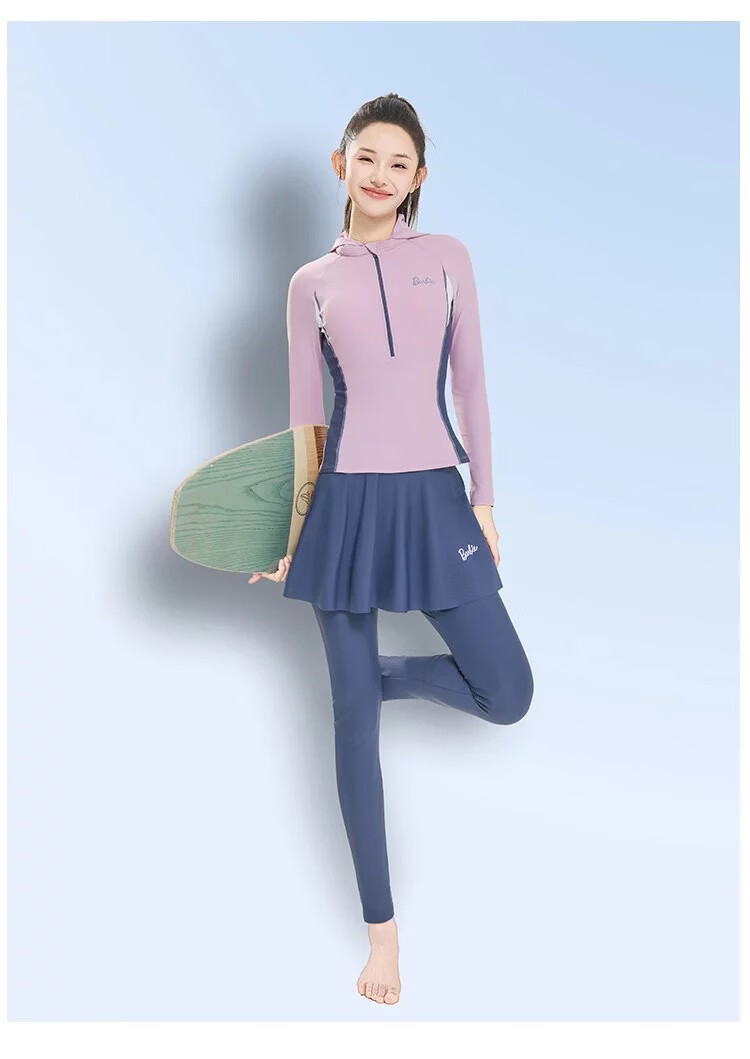 Barbie Long Sleeve Long Pants Conservative Two-Piece Slimming Tummy Control Beach Surfing Training Diving Suit for Women 11