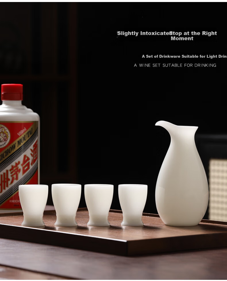 Su Ceramic Icy Jade Porcelain Liquor Set Ceramic Baijiu Cups Decanter 2 Pots 6 Cups Premium Gift for Friends 3