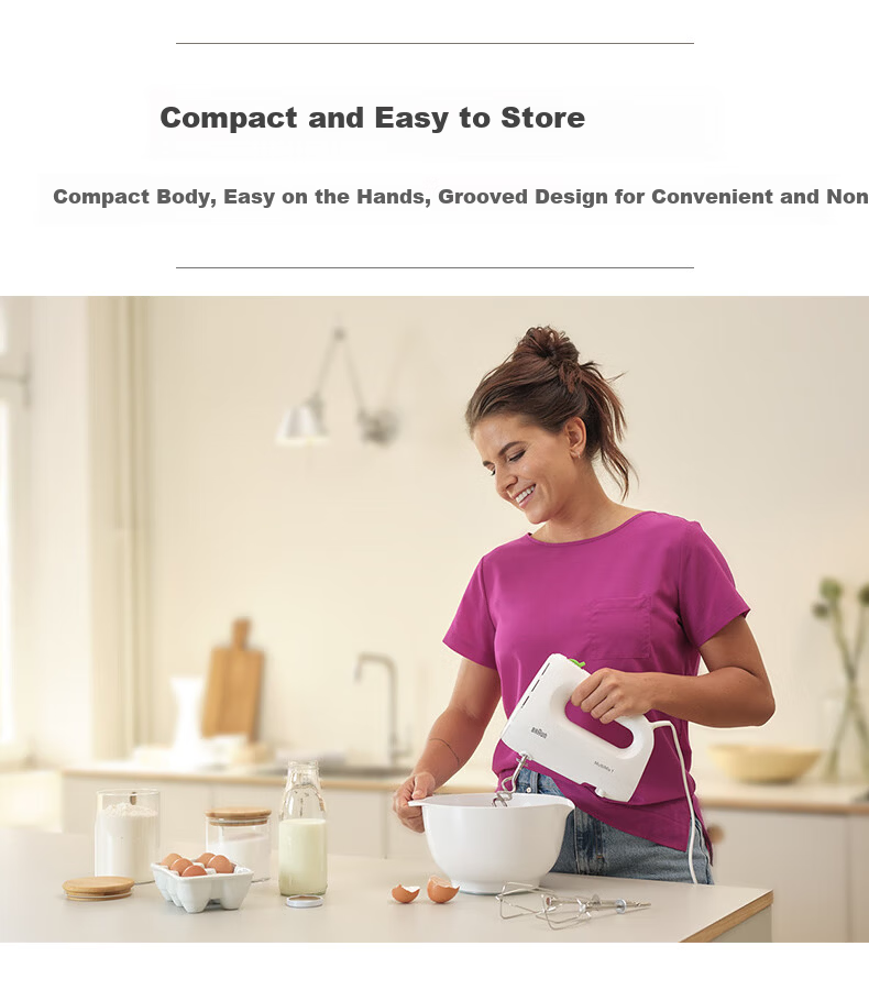 BRAUN HM1110 Hand Mixer Household Baking Handheld Egg Beater Small Cake Cream Whisk 7