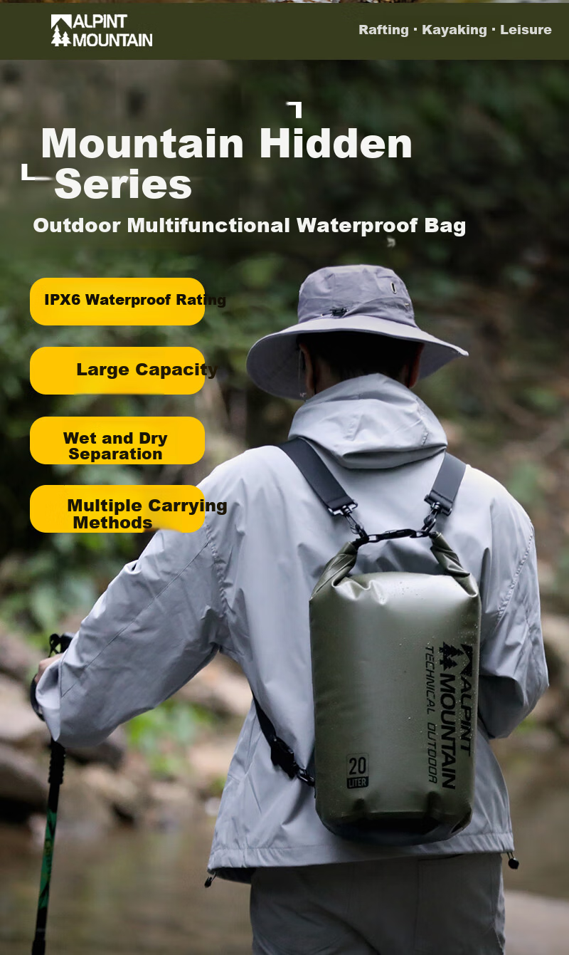 ALPINT MOUNTAIN Waterproof Multifunctional Backpack with Wet and Dry Separation for Outdoor Diving Snorkeling Swimming Creek Hiking Rafting 2