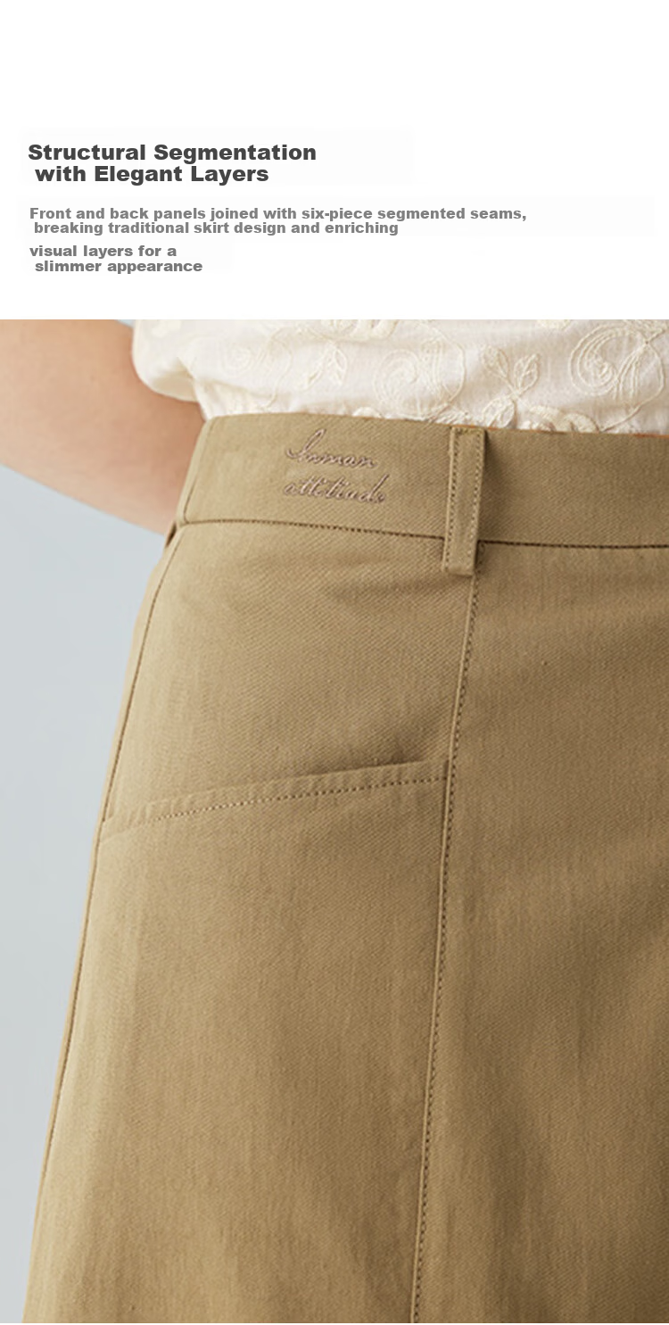 Inman Vintage Commuter Split Hem Cotton Mid-Length A-Line Skirt Autumn Women's Dark Blue - M 3