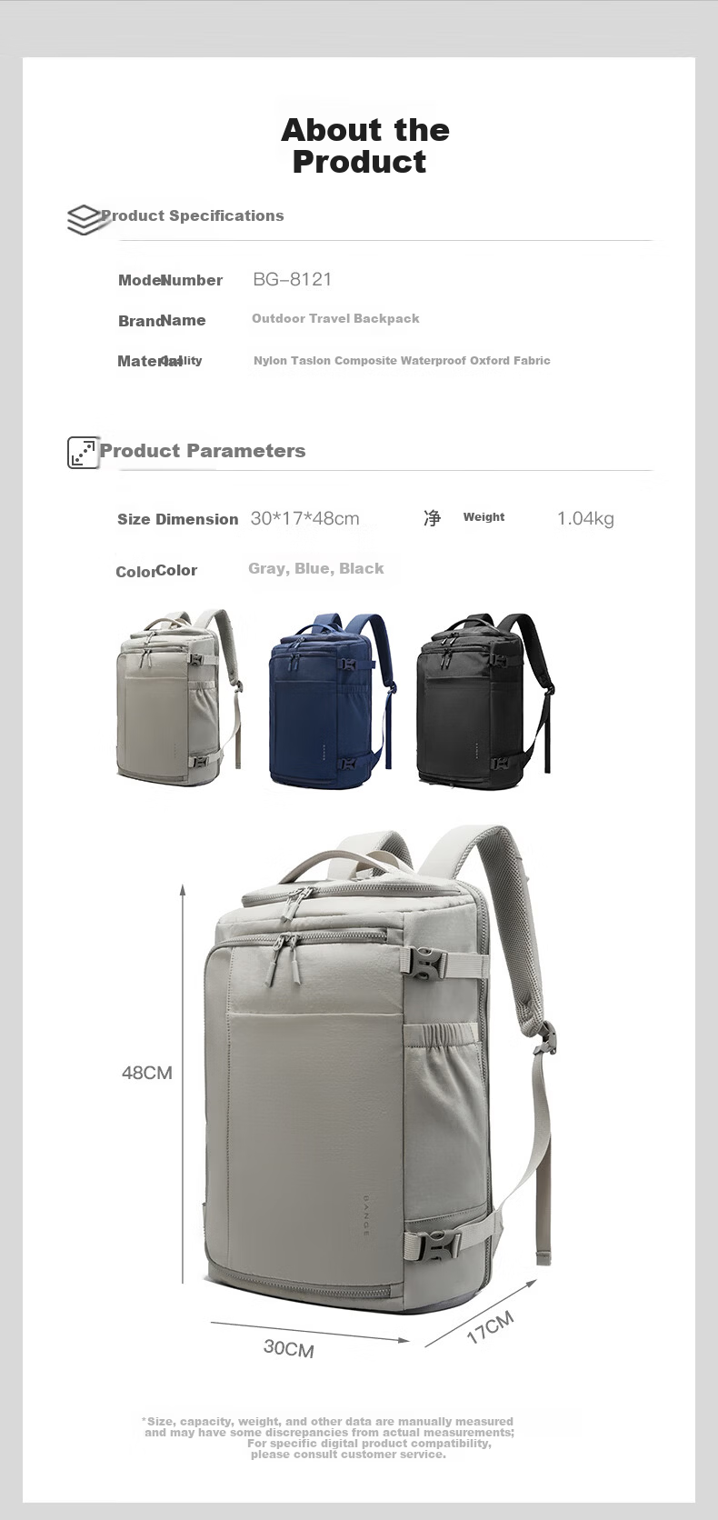 Bange Travel Bag Large Capacity Backpack Men's Double Shoulder Bag Business Outdoor Luggage 16-inch Laptop Bag 8121 Black 13