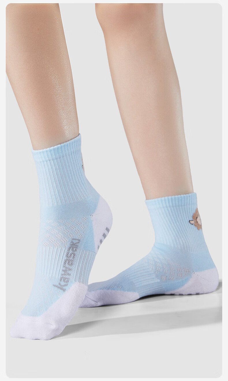 KAWASAKI Kids' Sports Badminton Socks Cute Pet Towel Bottom Wear-Resistant Non-Slip D6611 Pink Purple (3 Pairs) 11