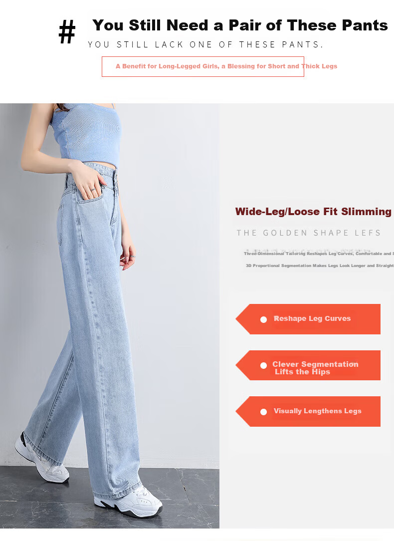 Pierre Cardin Women's Summer High-Waist Draped Floor-Length Casual Fashion Versatile Straight-Leg Loose Wide-Leg Jeans Dark Blue 2XL 2