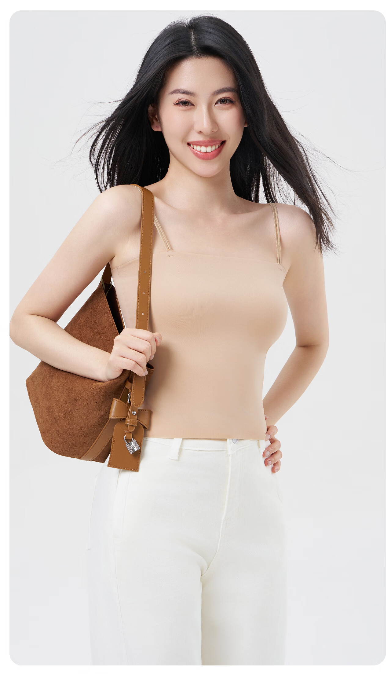 Miiow Ice Silk Camisole Pink Foundation Underwear Women Backless Seamless Invisible Skin Color Bra Integrated Anti-Exposure Tube Top Summer 18