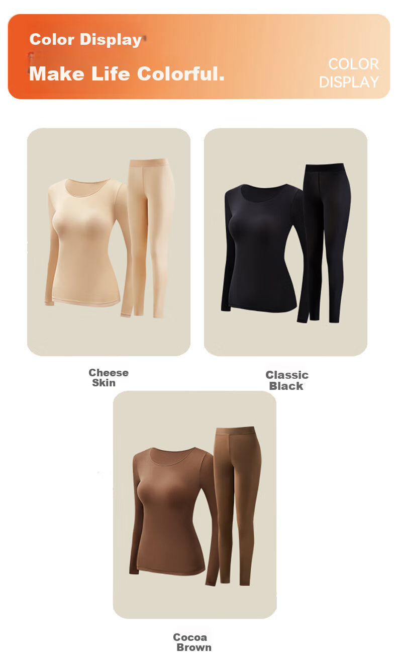 Neixiaoban Seamless Thermal Base Layer Women's Thin Heat-Generating Skin-Enhancing Autumn Winter Invisible Underwear Set 12