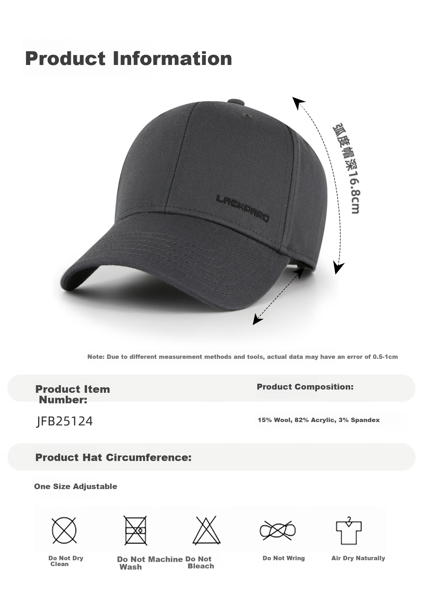 LACKPARD Men's Outdoor Water-Repellent Baseball Cap Adjustable Elastic Large Head Black - Lightweight 9