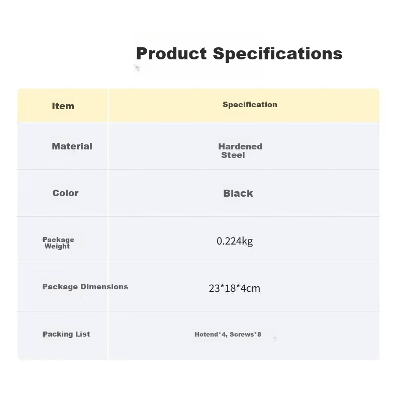 SNAPMAKER Quick Build 3D Printing Module Accessory 0.4mm Hardened Steel Hotend Kit (4pcs) for U1 3