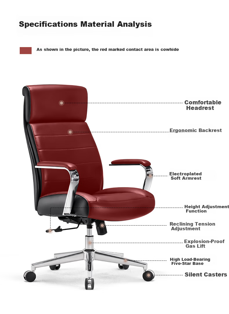 Botai Boss Chair Top-Grain Leather Reclining Office Chair Home Computer Chair Ergonomic Nap Swivel Chair 91931H 5