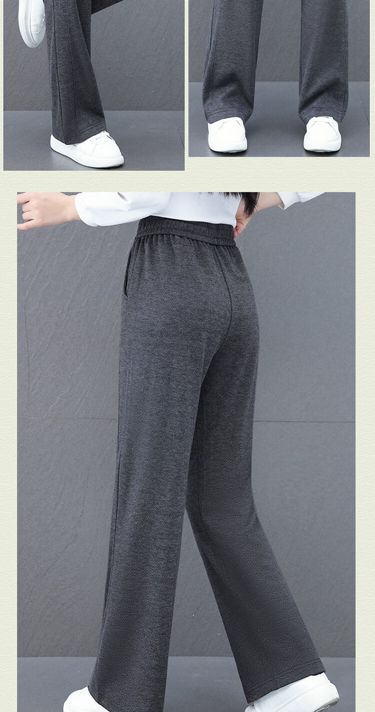 La Chapelle Women's Straight Casual Pants Spring Summer New Loose Slim Wide Leg Trousers Petite Height Enhancing Long Pants Dark Gray 2XL 16