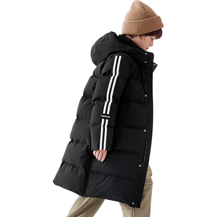 BALABALA Kids Mid-Length Down Jacket Winter Thickened Coat Boys Girls 2025 Hooded Parent-Child Warm Windproof Water-Repellent