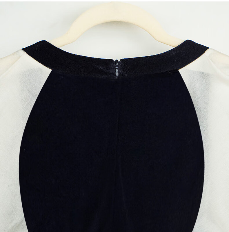 ROEYSHOUSE French Style Women's Spring Vintage Patchwork Velvet Slim Dress 07942 Colorblock M 19