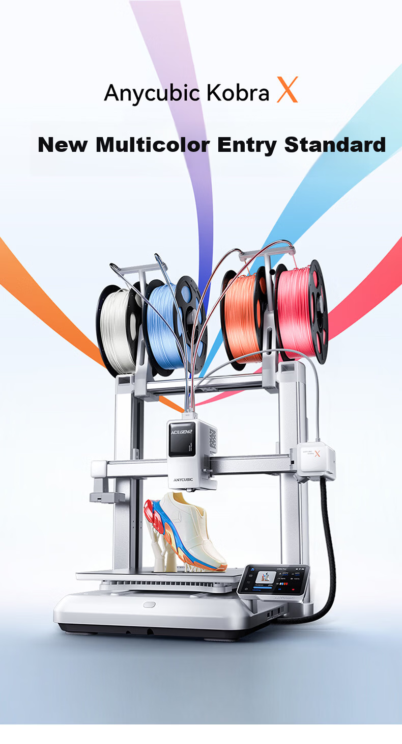 ANYCUBIC KX Multicolor 3D Printer Kobra X Four-Color FDM High-Speed Desktop 3D Printer for Home and Kids DIY Models 1