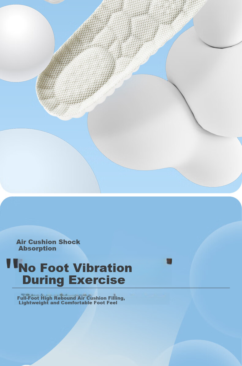 FOOTOPPO High-Elastic Air Cushion Sports Insoles for Men, Shock-Absorbing, Soft And Bouncy, Breathable, Long-Standing, Anti-Foot Pain, Ultra-Soft Basketball Insoles, Thickened 2