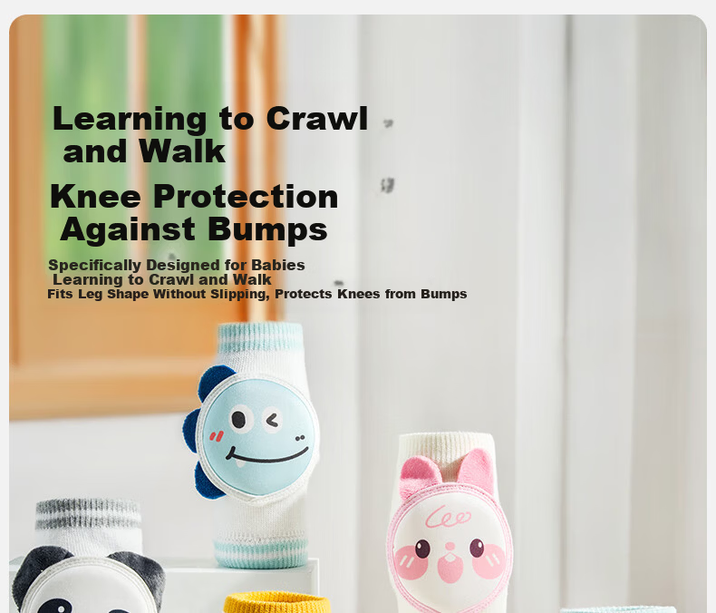 OUYUN Baby Knee Pads Toddler Crawling Anti-Fall Knee and Elbow Protectors Naughty Dinosaur + Cute Penguin 1